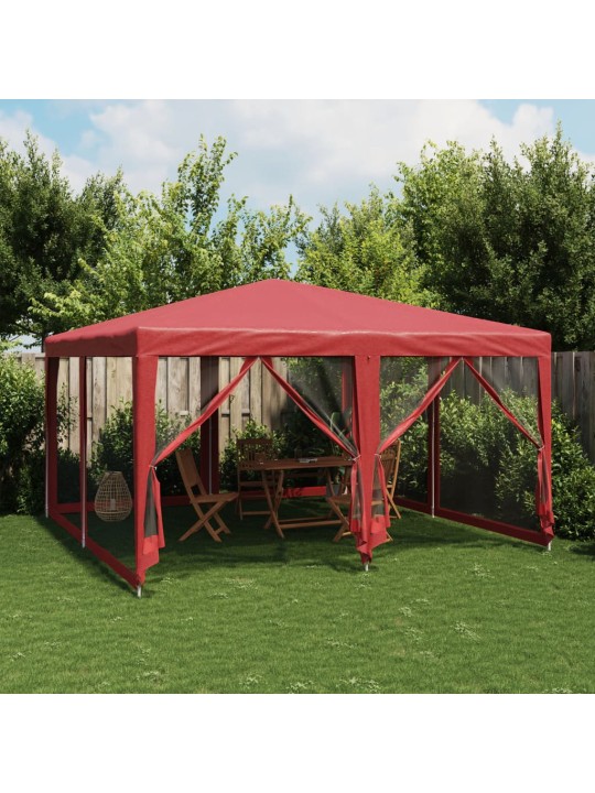 Party stan s 8 síťovanými bočnicemi červený 4 x 4 m HDPE