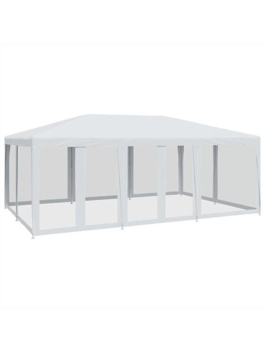 Party stan s 10 síťovanými bočnicemi bílý 6 x 4 m HDPE