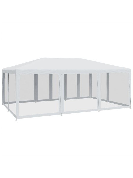 Party stan s 10 síťovanými bočnicemi bílý 6 x 4 m HDPE