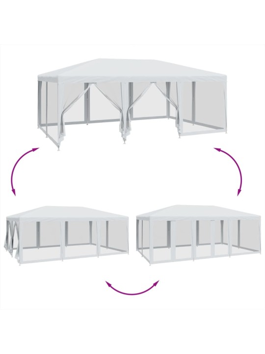 Party stan s 10 síťovanými bočnicemi bílý 6 x 4 m HDPE