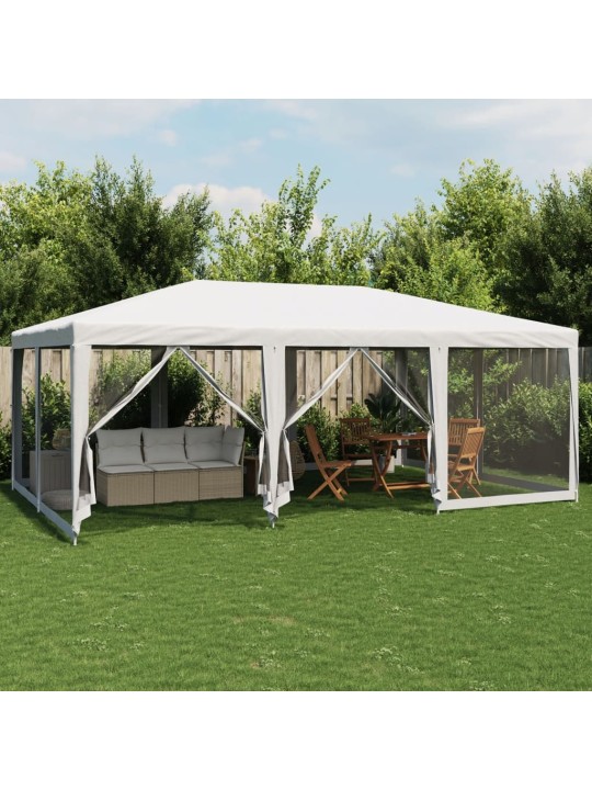 Party stan s 10 síťovanými bočnicemi bílý 6 x 4 m HDPE