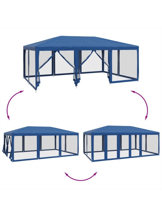 Party stan s 12 síťovanými bočnicemi modrý 6 x 4 m HDPE