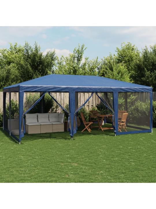 Party stan s 12 síťovanými bočnicemi modrý 6 x 4 m HDPE
