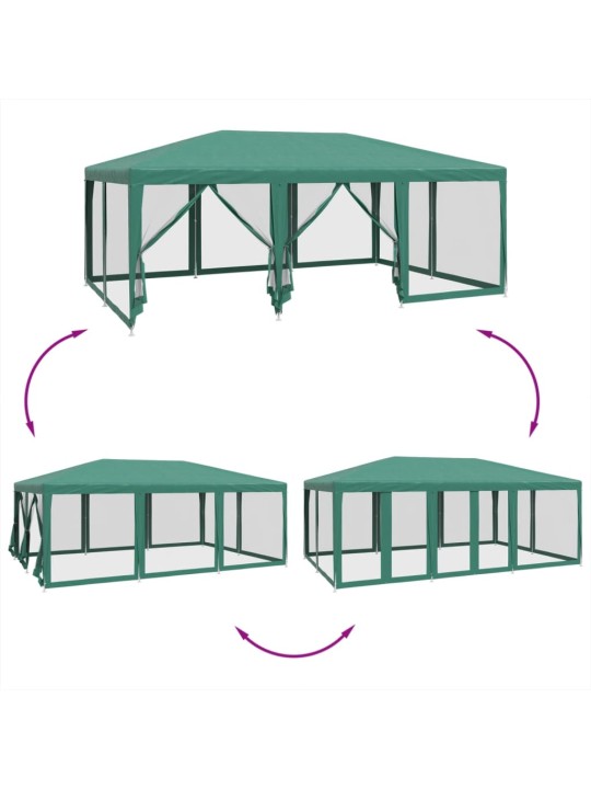 Party stan s 10 síťovanými bočnicemi zelený 6 x 4 m HDPE