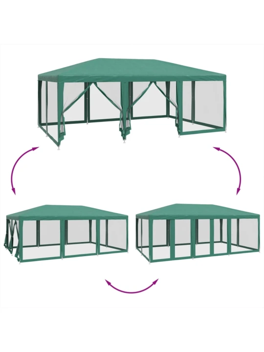 Party stan s 10 síťovanými bočnicemi zelený 6 x 4 m HDPE