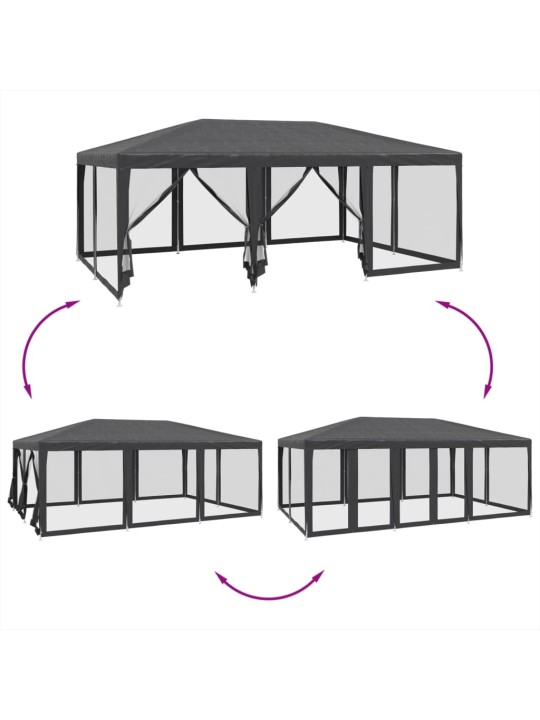 Party stan s 10 síťovanými bočnicemi antracitový 6 x 4 m HDPE