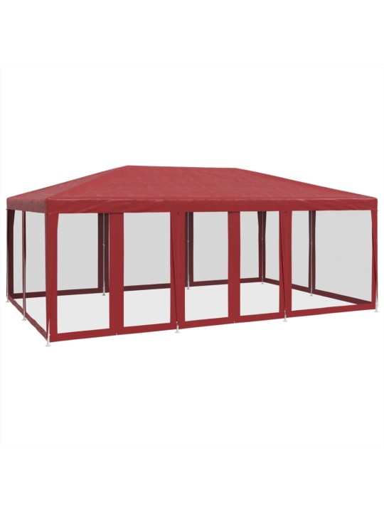 Party stan s 10 síťovanými bočnicemi červený 6 x 4 m hdpe