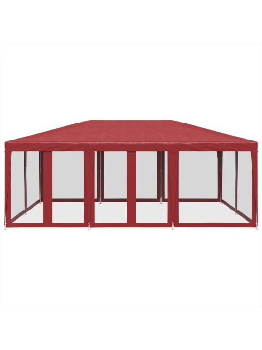 Party stan s 10 síťovanými bočnicemi červený 6 x 4 m hdpe