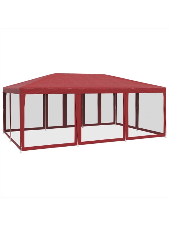 Party stan s 10 síťovanými bočnicemi červený 6 x 4 m hdpe