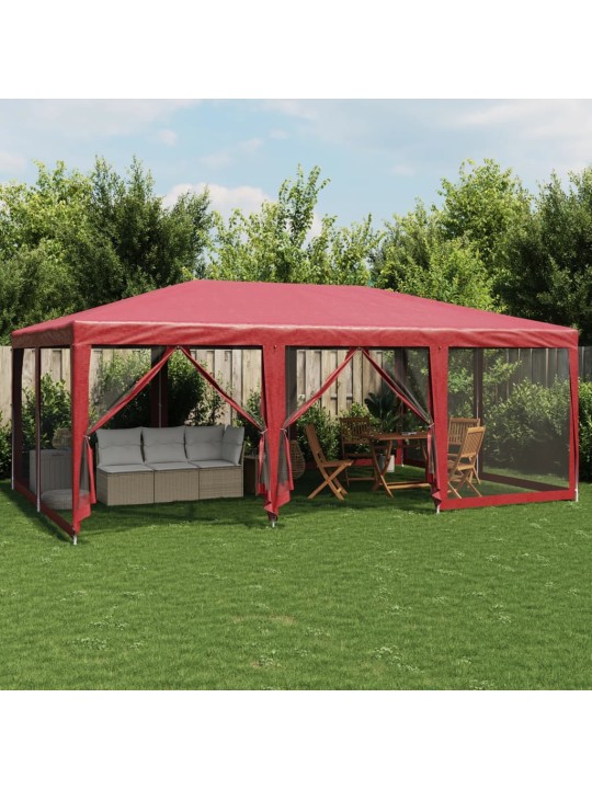 Party stan s 10 síťovanými bočnicemi červený 6 x 4 m hdpe