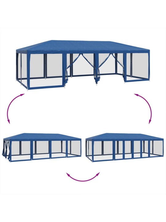 Party stan s 12 síťovanými bočnicemi modrý 8 x 4 m HDPE