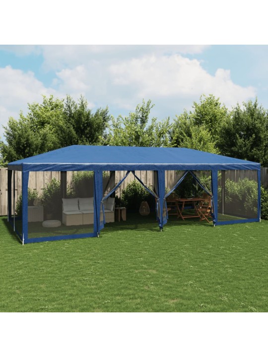 Party stan s 12 síťovanými bočnicemi modrý 8 x 4 m HDPE