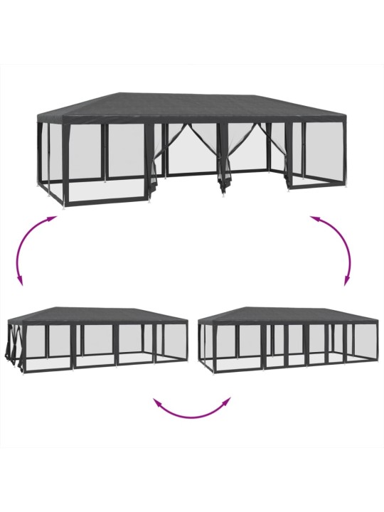 Party stan s 12 síťovanými bočnicemi antracitový 8 x 4 m HDPE
