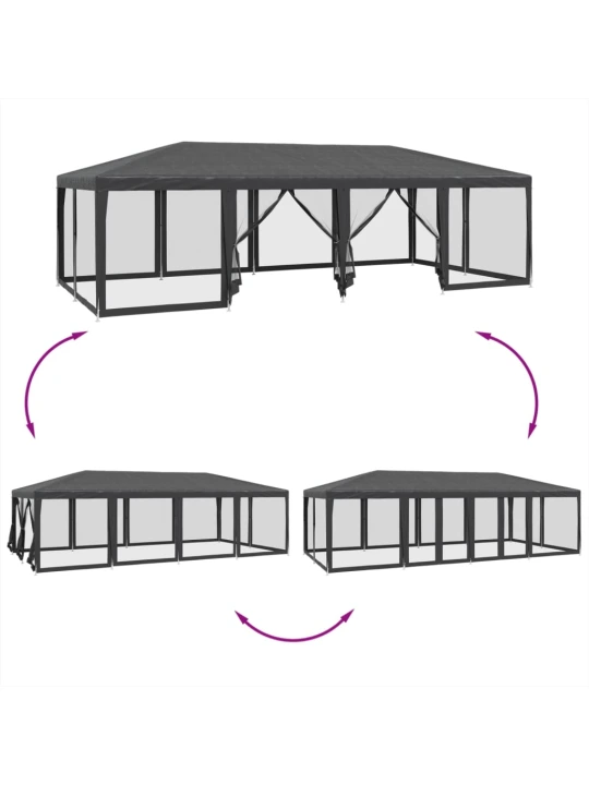 Party stan s 12 síťovanými bočnicemi antracitový 8 x 4 m HDPE