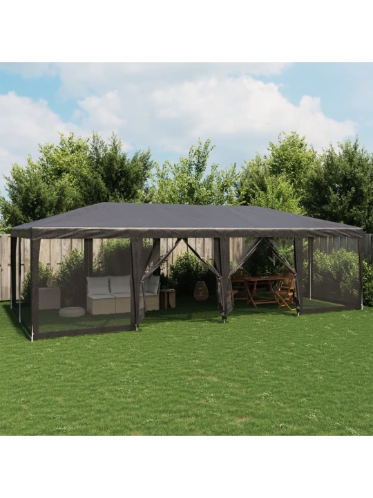Party stan s 12 síťovanými bočnicemi antracitový 8 x 4 m HDPE