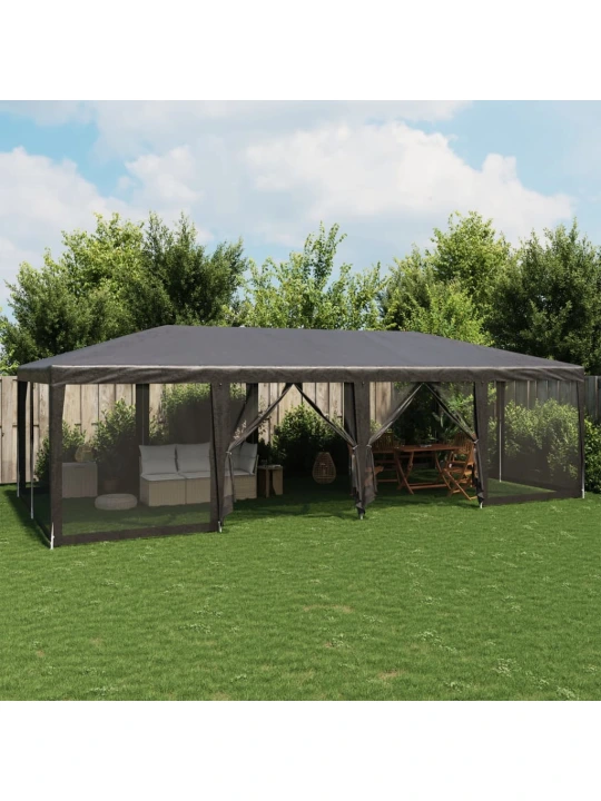 Party stan s 12 síťovanými bočnicemi antracitový 8 x 4 m HDPE