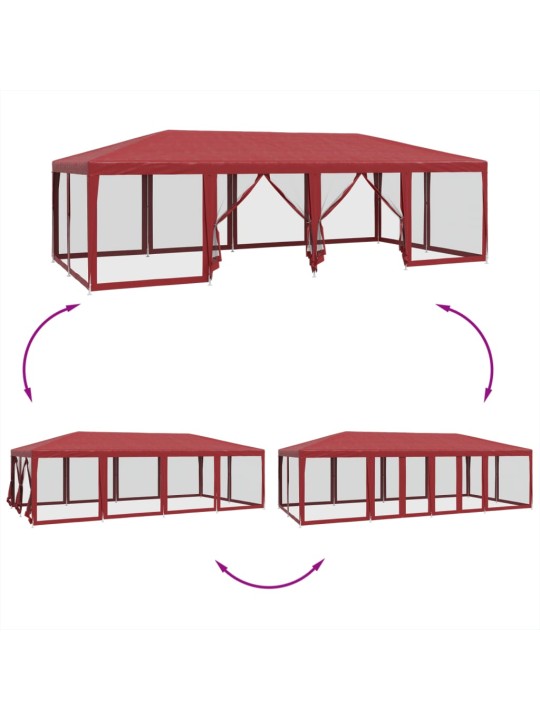 Party stan s 12 síťovanými bočnicemi červený 8 x 4 m hdpe