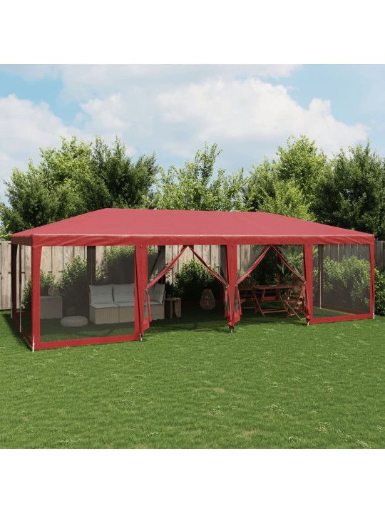 Party stan s 12 síťovanými bočnicemi červený 8 x 4 m hdpe