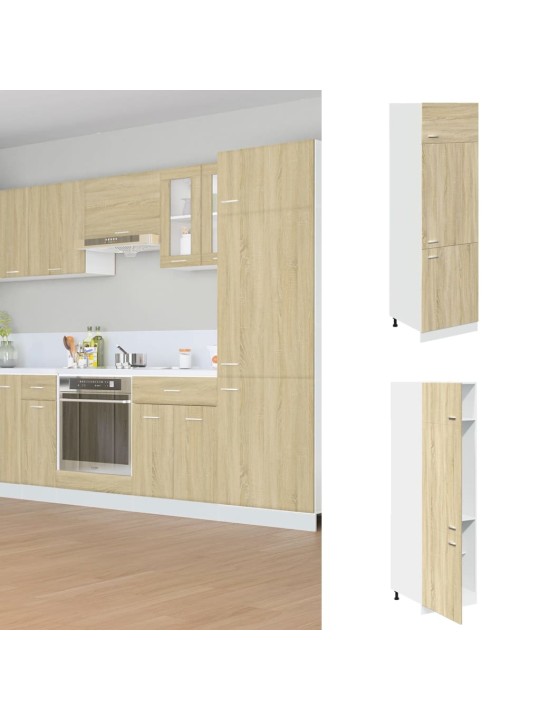 Skříň pro vestavnou lednici dub sonoma 60x57x207 cm dřevotříska