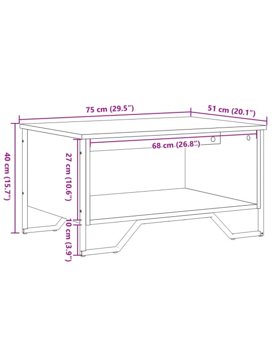Konferenční stolek kouřový dub 75 x 51 x 40 cm kompozitní dřevo