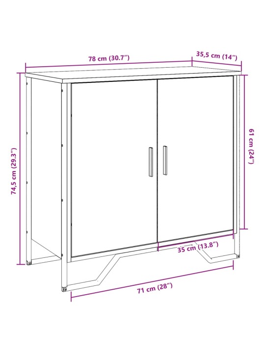 Příborník hnědý dub 78 x 35,5 x 74,5 cm kompozitní dřevo