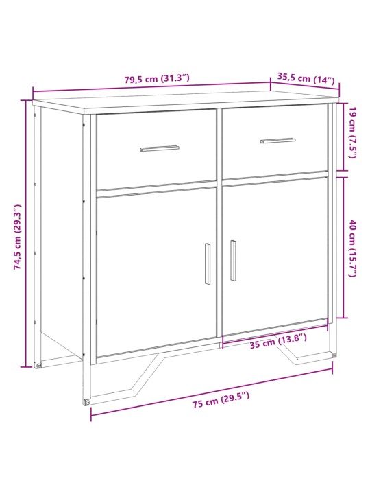 Příborník dub sonoma 79,5 x 35,5 x 74,5 cm kompozitní dřevo