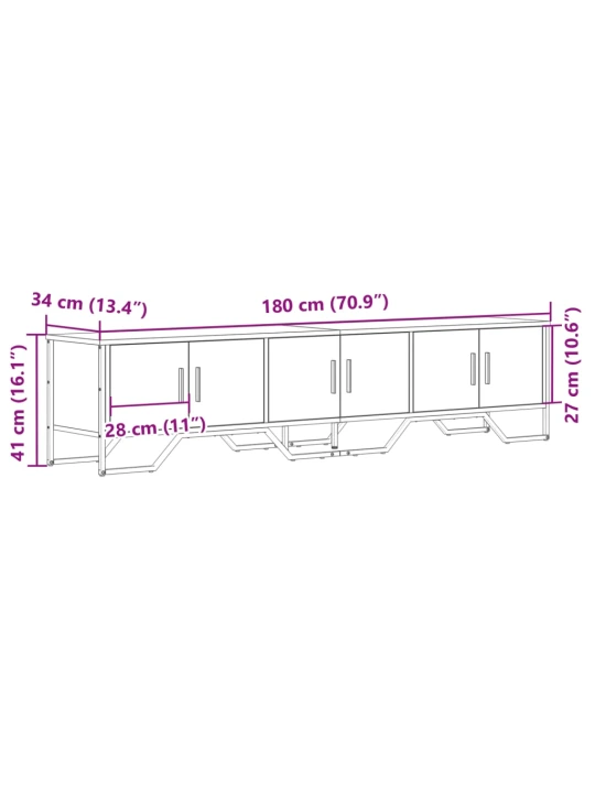 TV skříňka černá 180 x 34 x 41 cm kompozitní dřevo