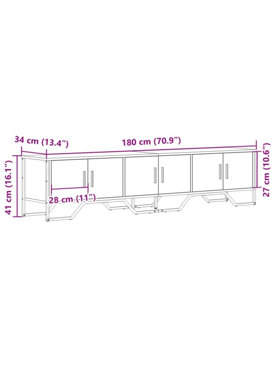 TV skříňka kouřový dub 180 x 34 x 41 cm kompozitní dřevo