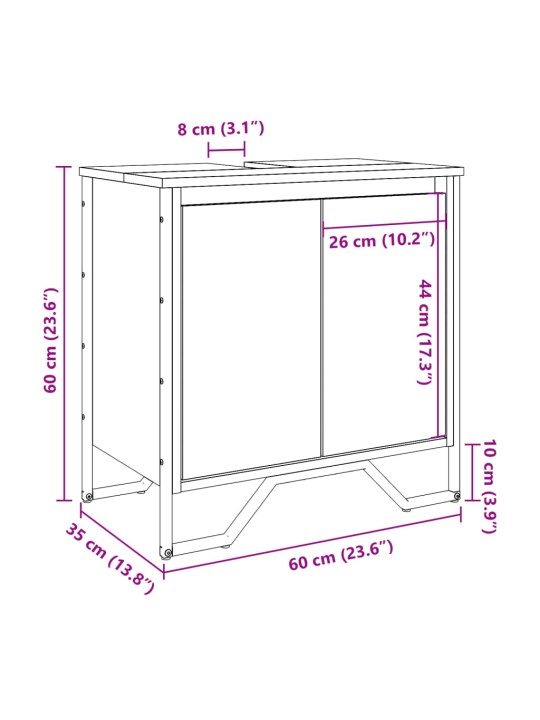 Koupelnová skříňka pod umyvadlo kouřový dub 60x35x60cm kompozit