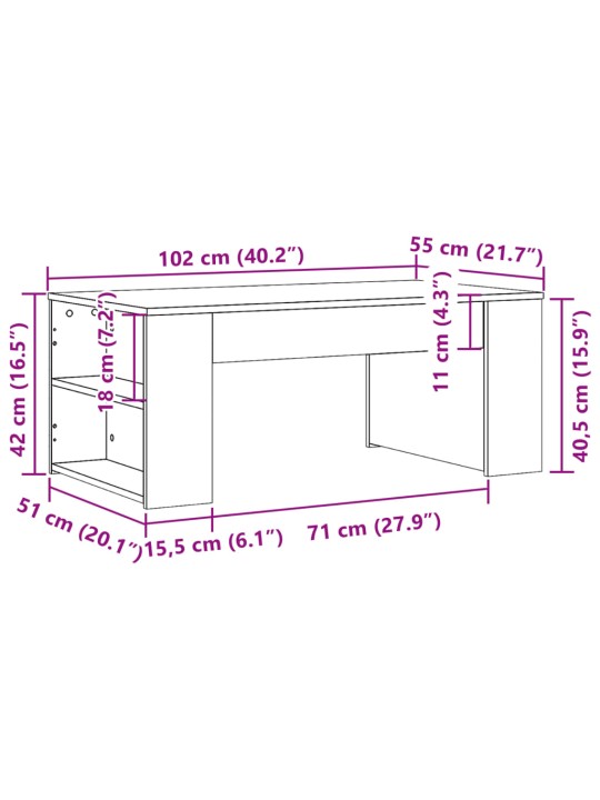 Konferenční stolek dub sonoma 102 x 55 x 42 cm kompozitní dřevo