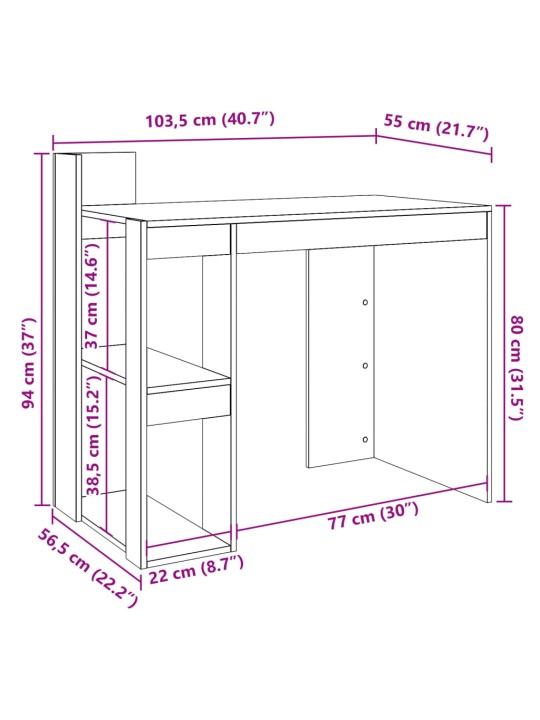 Kancelářský stůl betonově šedý 103,5x56,5x94cm kompozitní dřevo