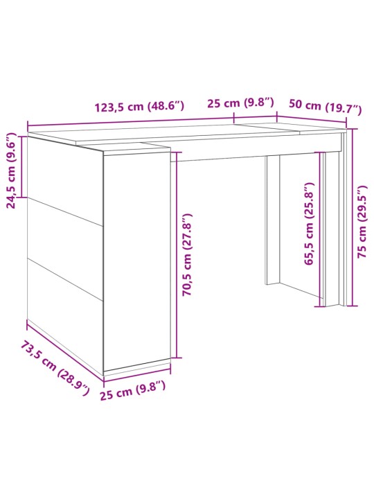 Kancelářský stůl bílý 123,5 x 73,5 x 75 cm kompozitní dřevo