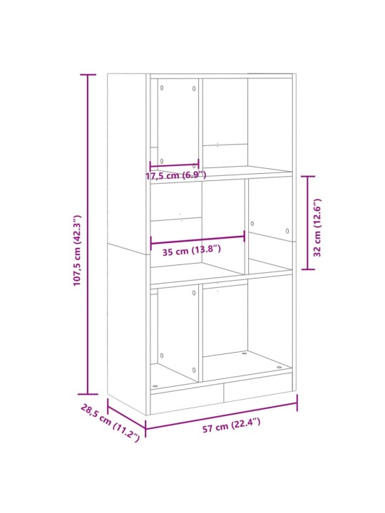 Knihovna kouřový dub 57 x 28,5 x 107,5 cm kompozitní dřevo