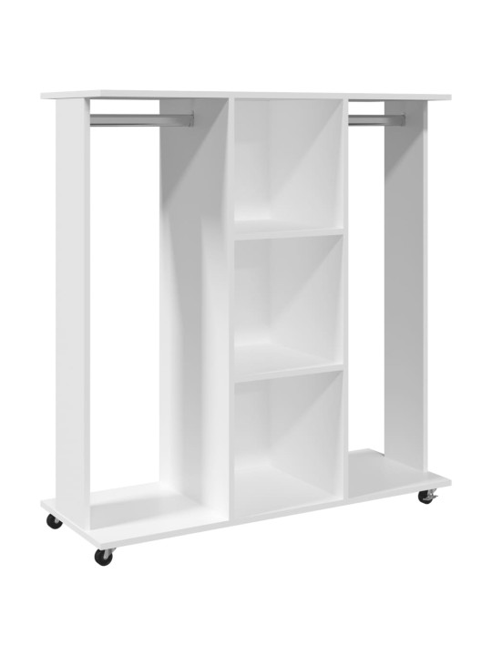 Šatní skříň na kolečkách bílá 102x38x110 cm kompozitní dřevo