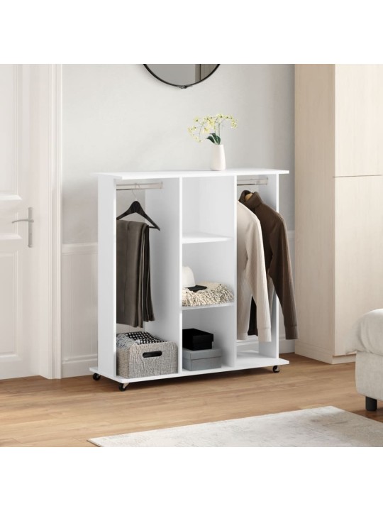 Šatní skříň na kolečkách bílá 102x38x110 cm kompozitní dřevo