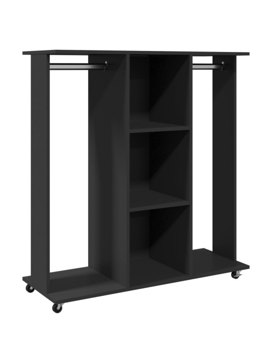 Šatní skříň na kolečkách černá 102x38x110 cm kompozitní dřevo