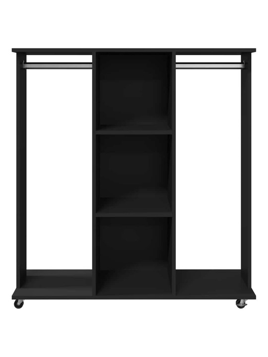 Šatní skříň na kolečkách černá 102x38x110 cm kompozitní dřevo