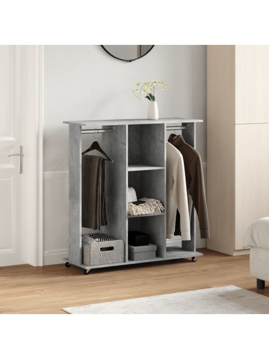 Šatní skříň na kolečkách betonově šedá 102x38x110 cm kompozit