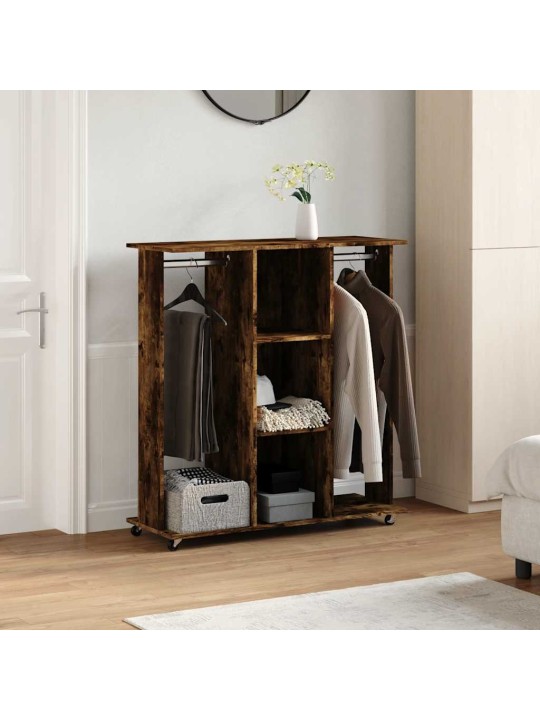 Šatní skříň na kolečkách kouřový dub 102 x 38 x 110 cm kompozit