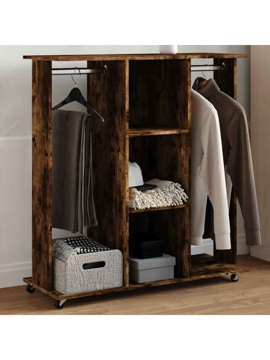 Šatní skříň na kolečkách kouřový dub 102 x 38 x 110 cm kompozit