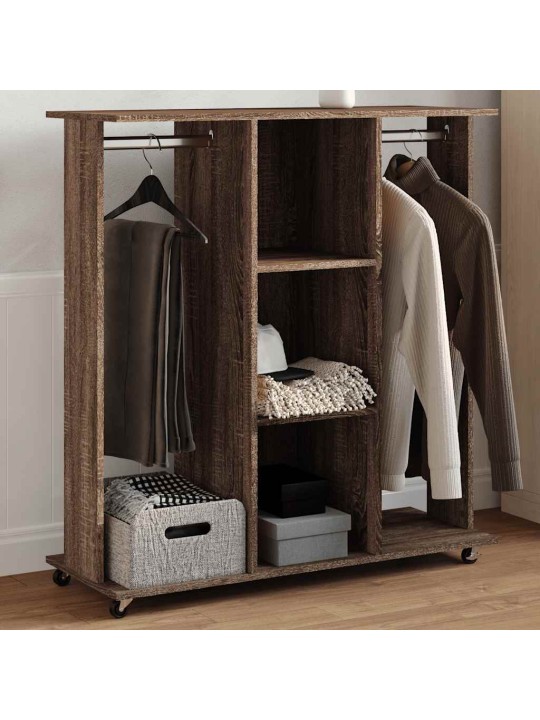 Šatní skříň na kolečkách hnědý dub 102 x 38 x 110 cm kompozit