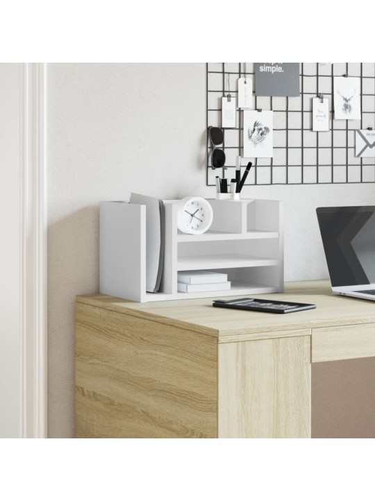 Stolní organizér bílý 44,5 x 24 x 25 cm kompozitní dřevo