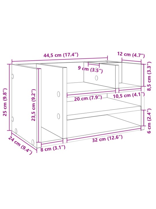 Stolní organizér bílý 44,5 x 24 x 25 cm kompozitní dřevo