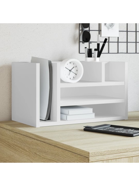 Stolní organizér bílý 44,5 x 24 x 25 cm kompozitní dřevo