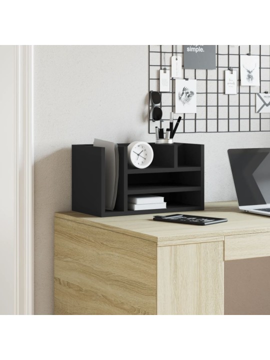 Stolní organizér černý 44,5 x 24 x 25 cm kompozitní dřevo