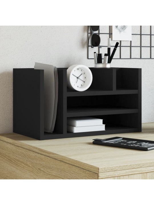 Stolní organizér černý 44,5 x 24 x 25 cm kompozitní dřevo