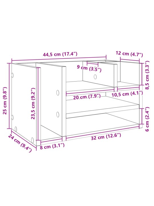 Stolní organizér šedý sonoma 44,5 x 24 x 25 cm kompozitní dřevo
