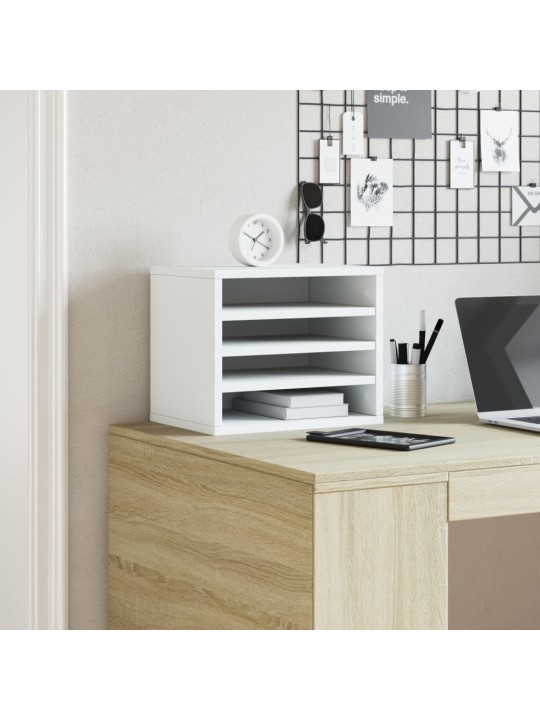 Stolní organizér bílý 36 x 26 x 29,5 cm kompozitní dřevo