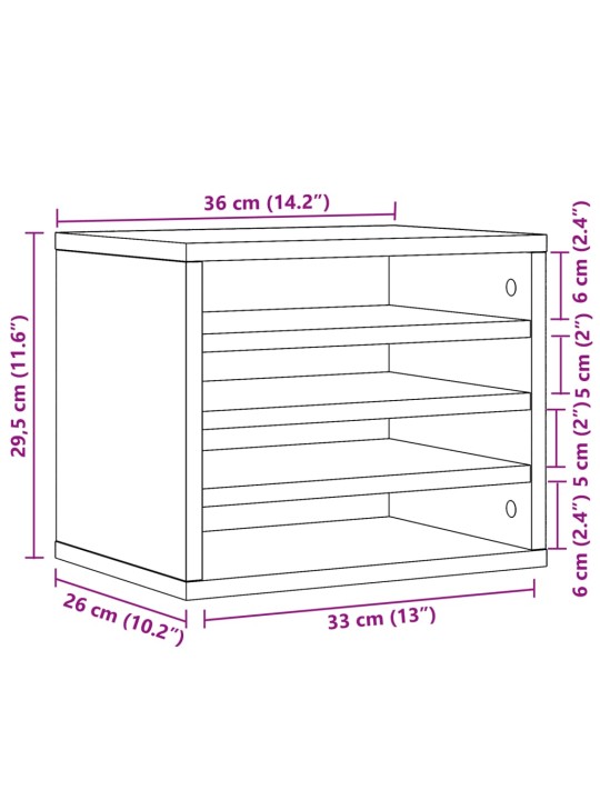 Stolní organizér bílý 36 x 26 x 29,5 cm kompozitní dřevo