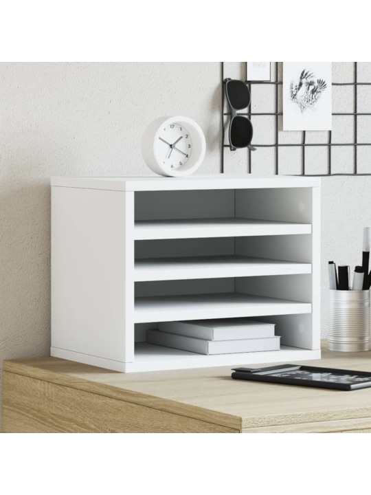 Stolní organizér bílý 36 x 26 x 29,5 cm kompozitní dřevo
